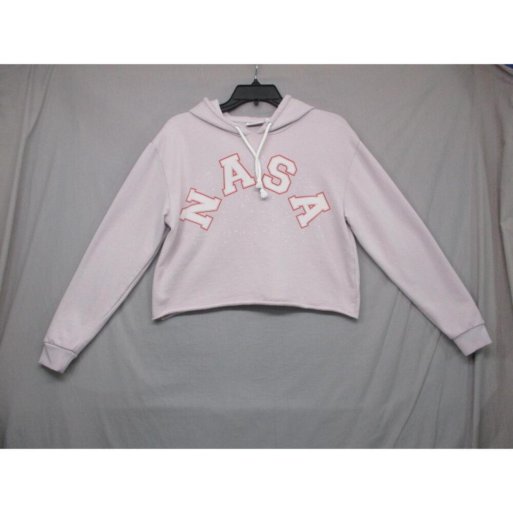 Mighty Fine‎ NASA Cropped Hoodie Women Pink Size Medium